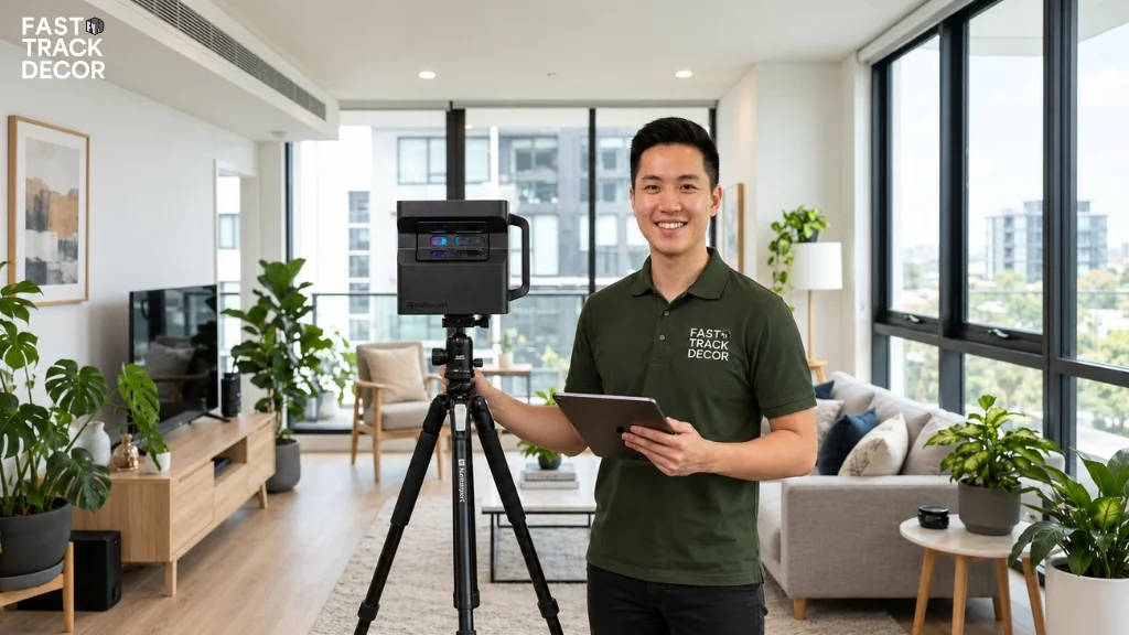 ทีม Fast Track Decor สำรวจหน้างานด้วยกล้อง 3D Scan ก่อนออกแบบบิ้วอินคอนโด